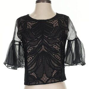 Alexis Black Lace Crop Blouse